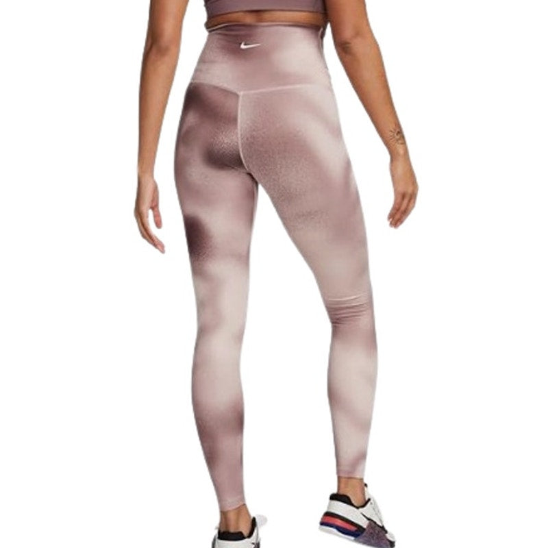 NIKE Womens One Dri Fit High Rise Leggings XS Pink Print Smokey Mauve NWT