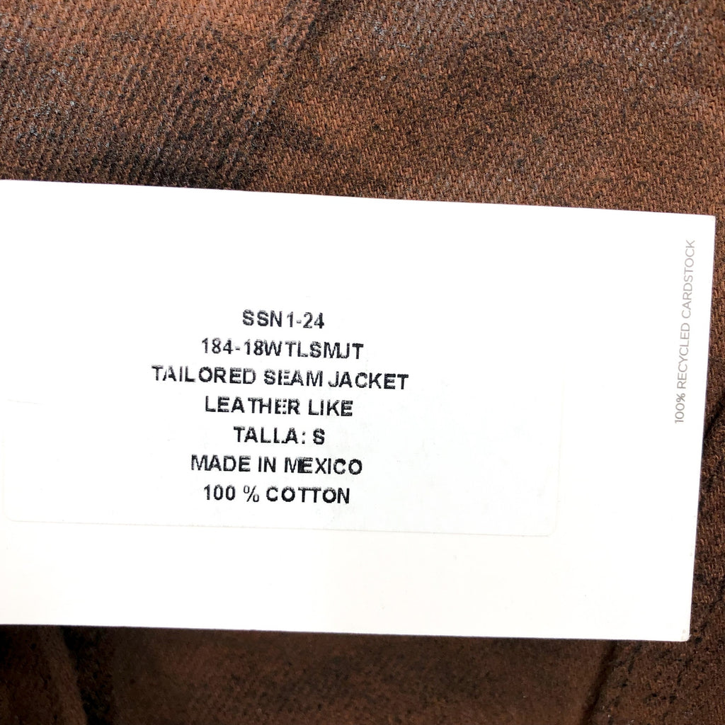 RE/DONE Womens Tailored Seam Jacket Small Brown Leather-Like Coating Crop NWT