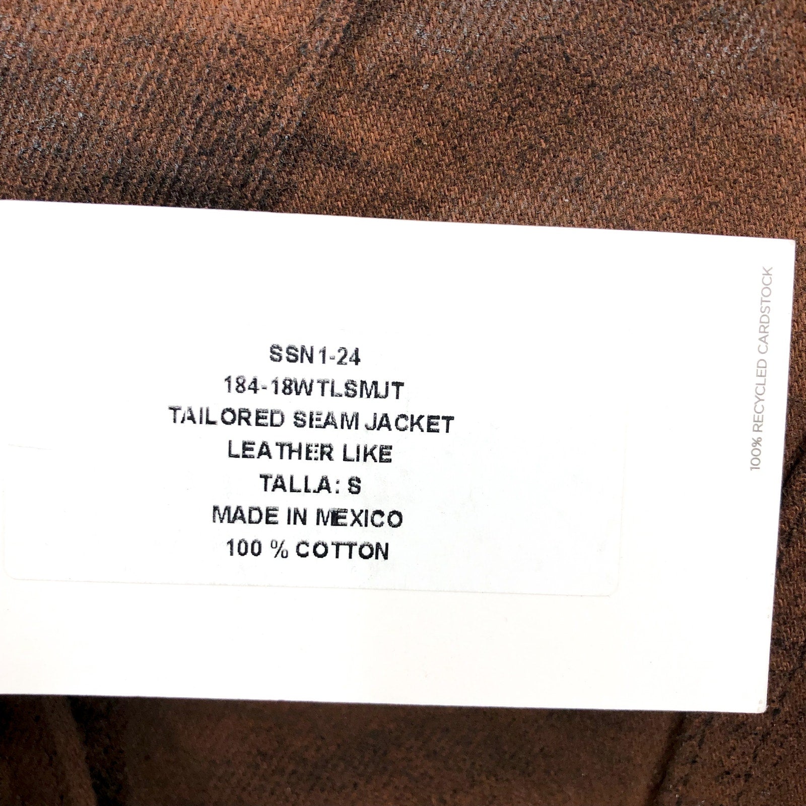 RE/DONE Womens Tailored Seam Jacket Small Brown Leather-Like Coating Crop NWT