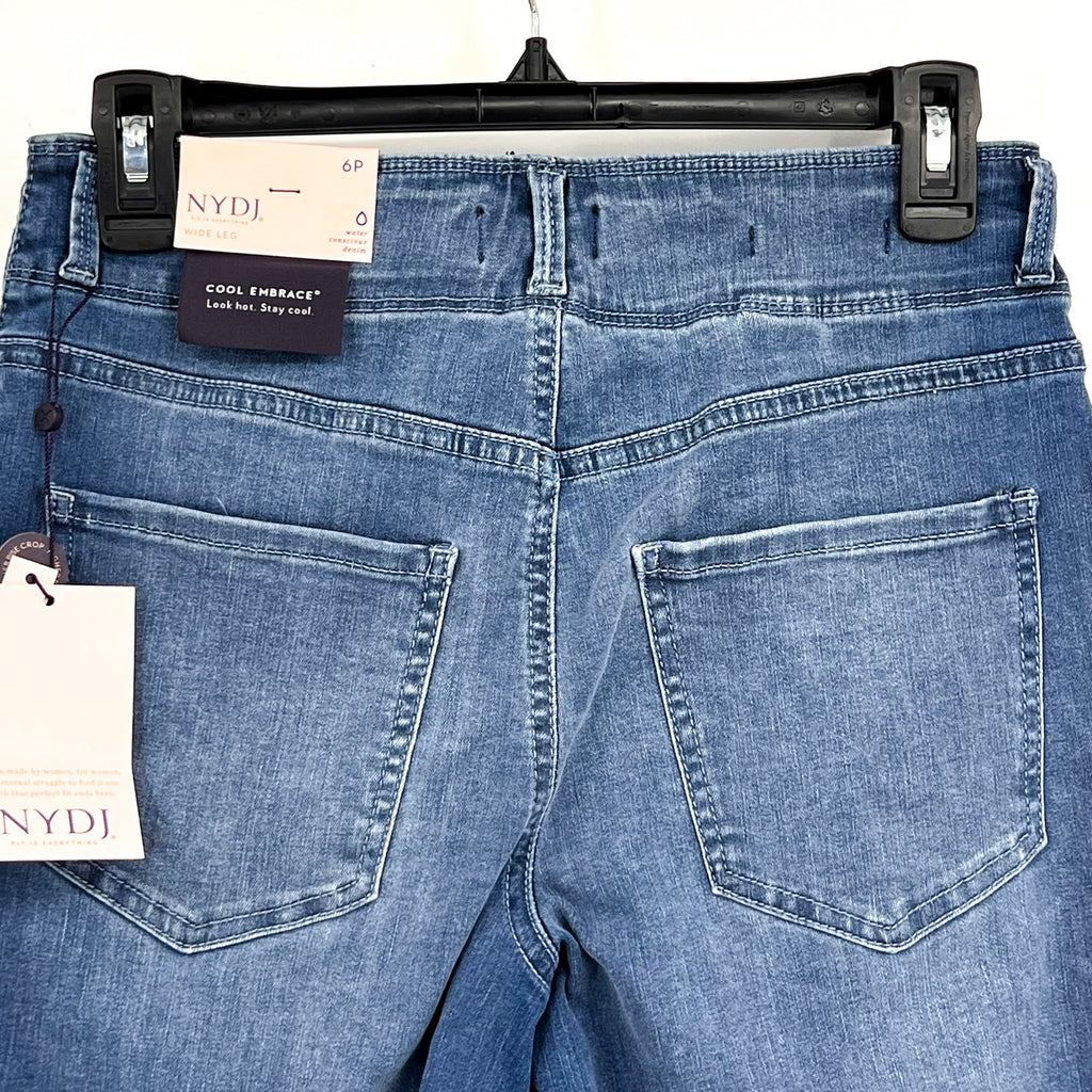 NYDJ Womens Cool Embrace Major Wide Leg Capri Jeans 6 PETITE Compass Blue NWT