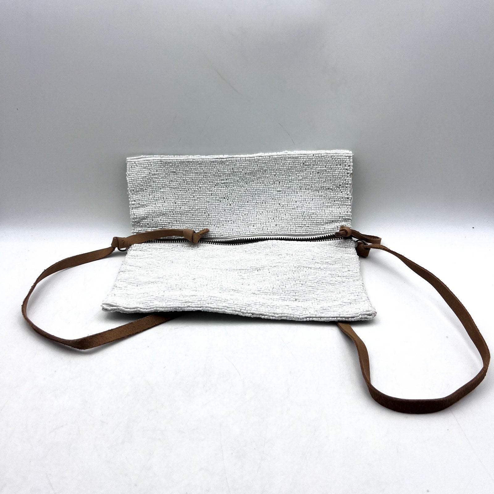 FREE PEOPLE Plus One Embellished Crossbody Bag Small White Boho Purse NWT