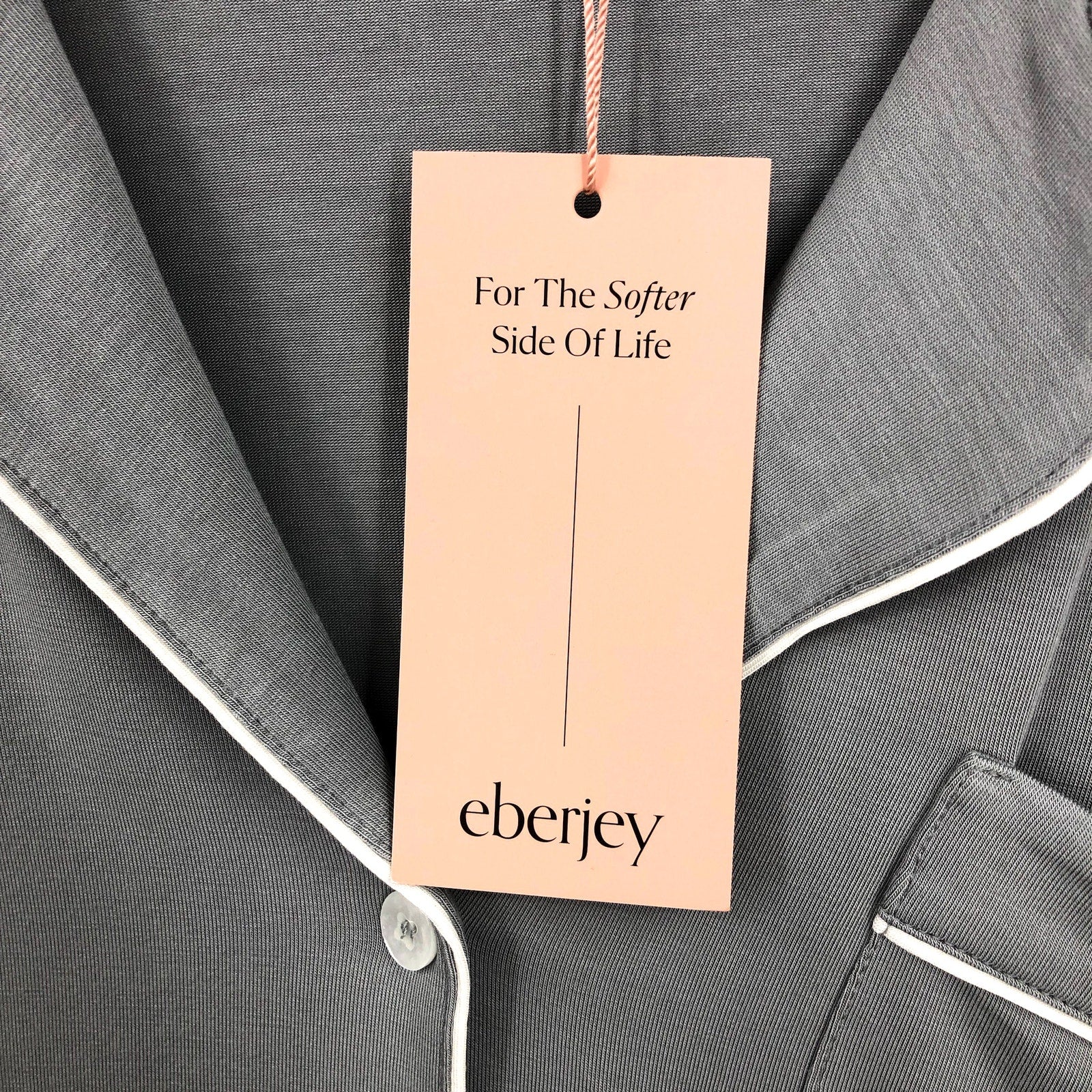 EBERJEY Women's Gisele Long Pajama Set Medium Gray Moonlight TENCEL Modal NWT