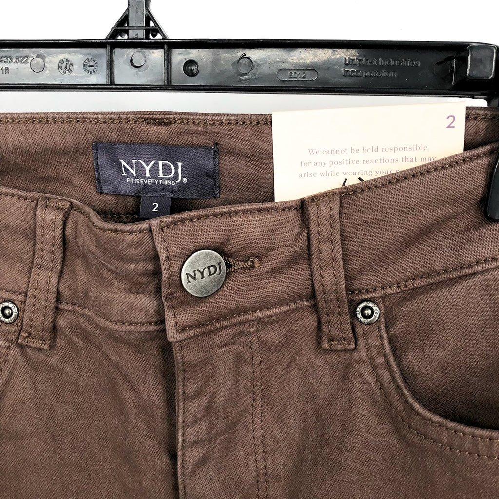 NYDJ Women's Marilyn Straight Jeans Size 2 Brown High Rise 32" Inseam NWT