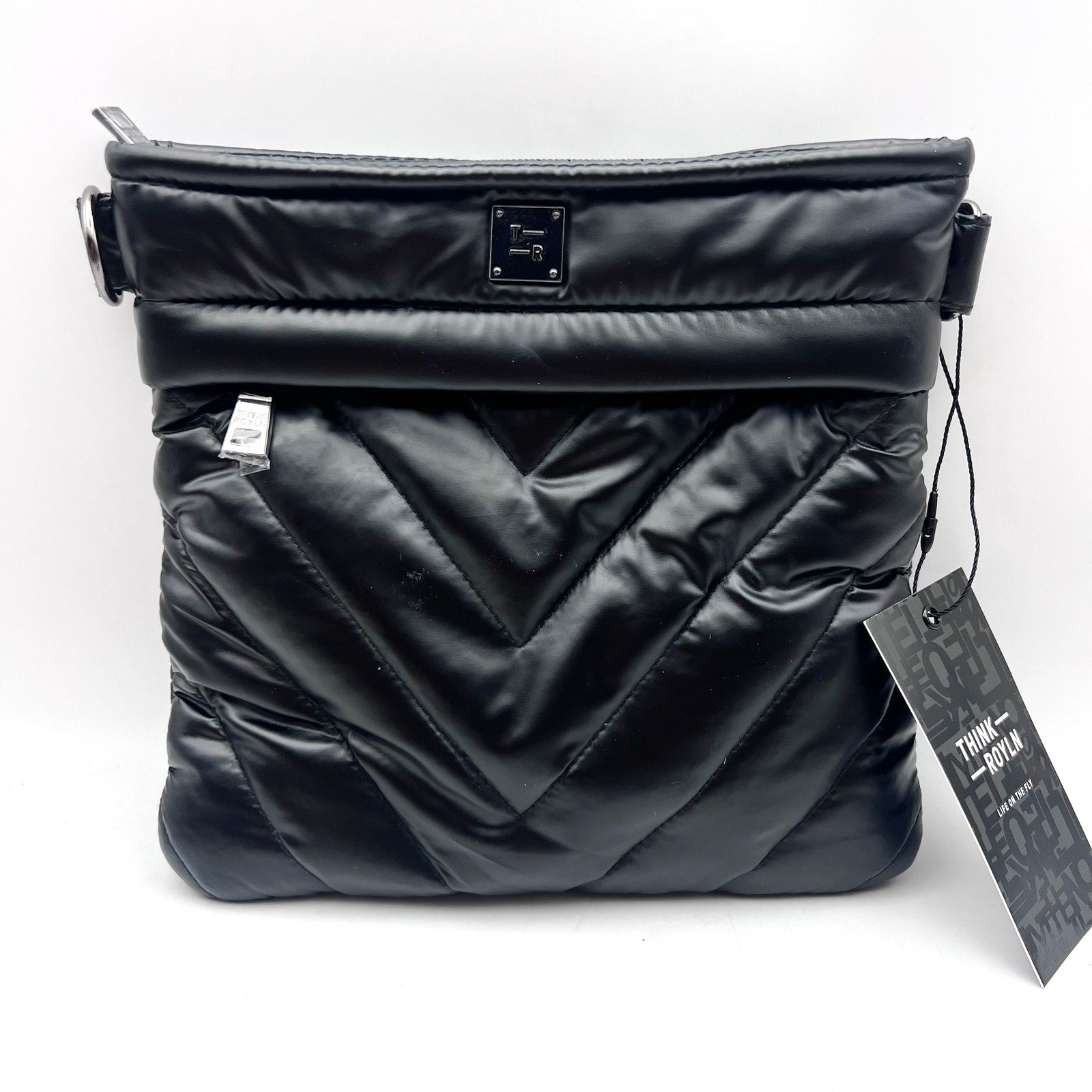 THINK ROYLN Women's Sidewalk Crossbody Bag Small Pearl Black Quilted NWT