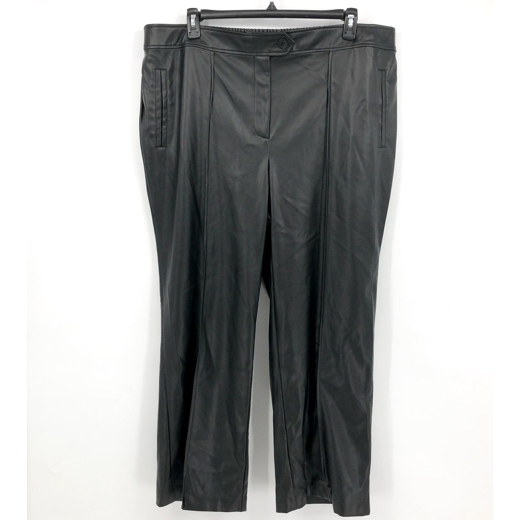 HALOGEN Women's Faux Straight Leather Pants Size 18W Rich Black High Rise NWT