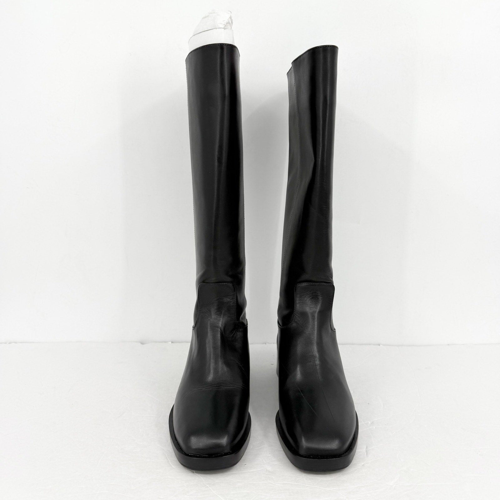 Larroudé Womens Anne Knee High Boots US 7.5 EU 38.5 Black Napa Leather NIB