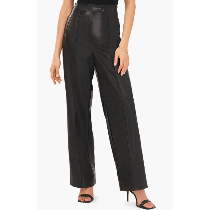 HALOGEN Women's Faux Straight Leather Pants Size 18W Rich Black High Rise NWT