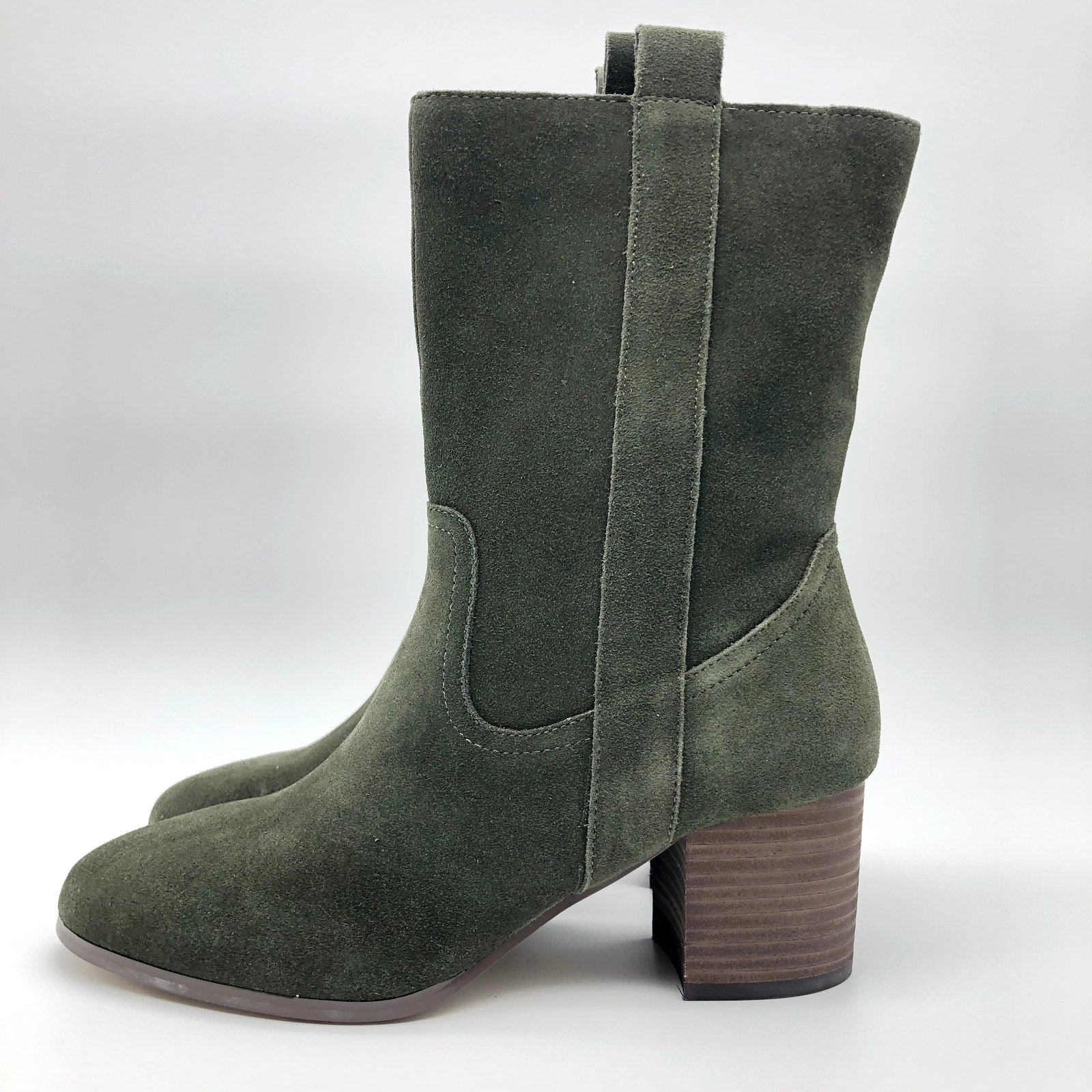 Violet & Red Womens Jarah Western Boot Size 8.5 Green Suede Mid Calf NWOB