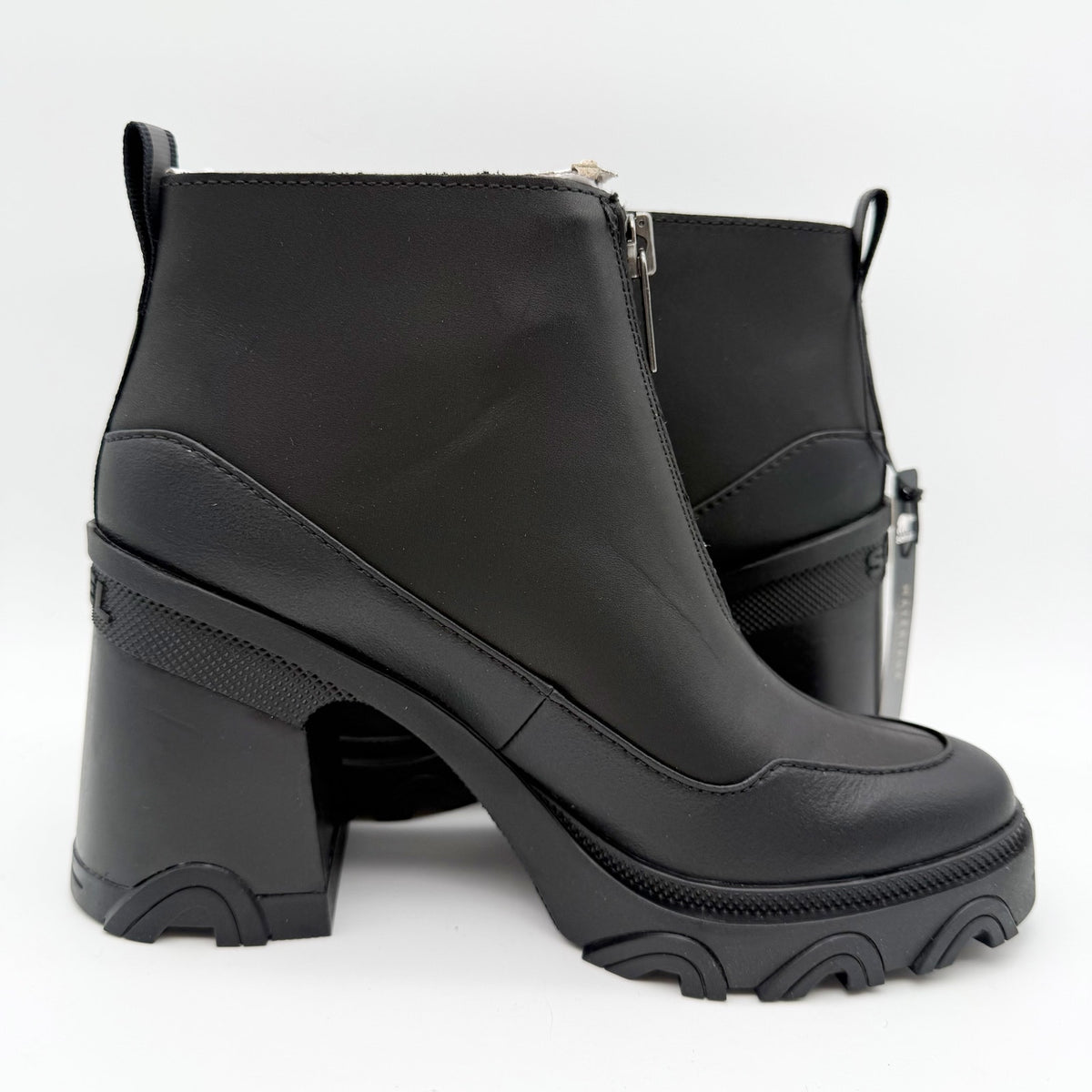 SOREL Womens Brex Booties Size 8.5 EU 39.5 Black Leather Waterproof Heel Zip NIB