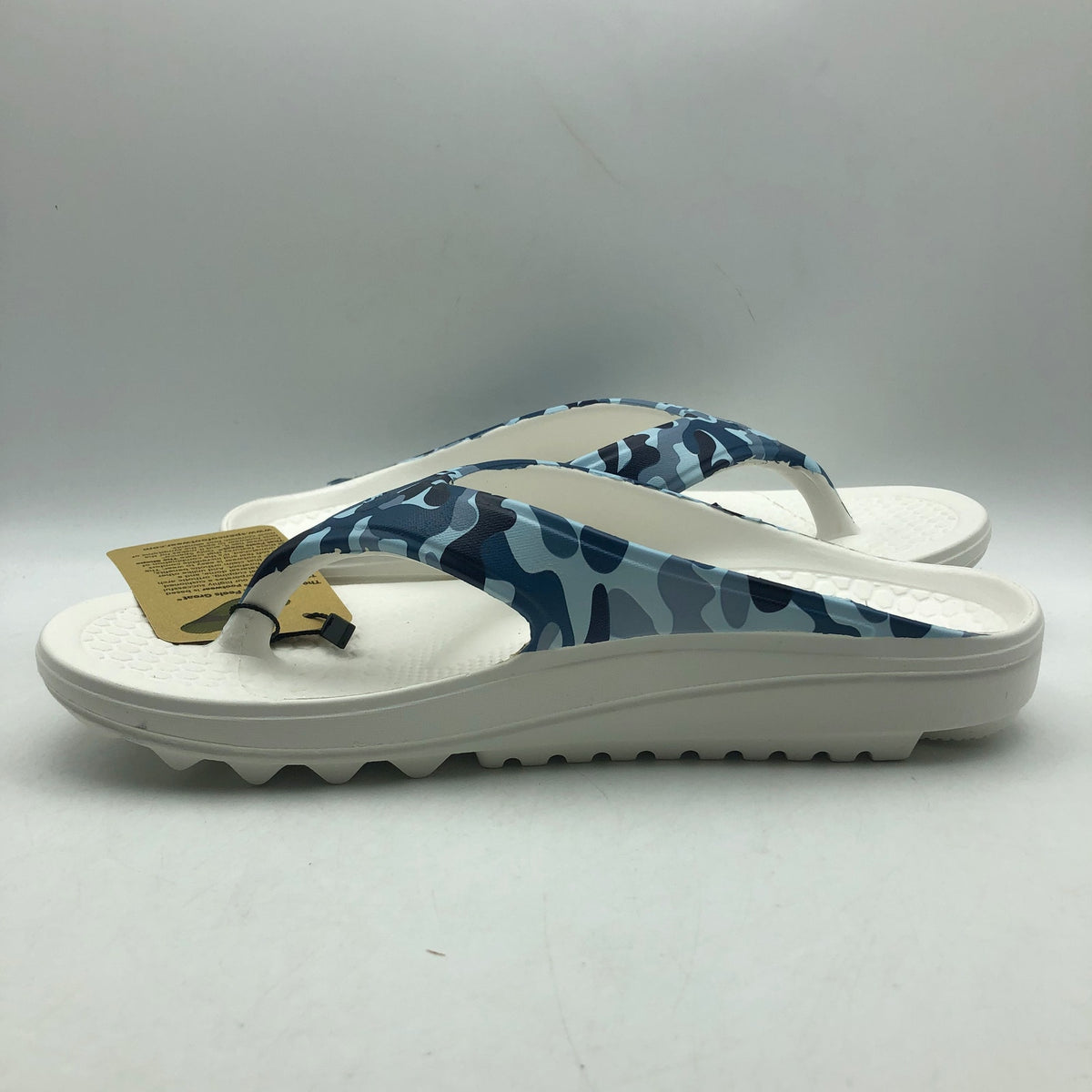 Spenco Womens Fusion 2 Supportive Slide Sandals 10 Wide Blue Camo Flip Flop NWOB