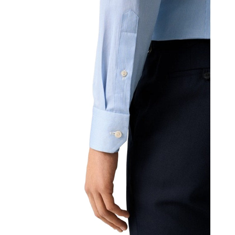 ETON Men's Slim Fit Poplin Thin Stripe Dress Shirt Size 39/15.5 Blue White NWOT