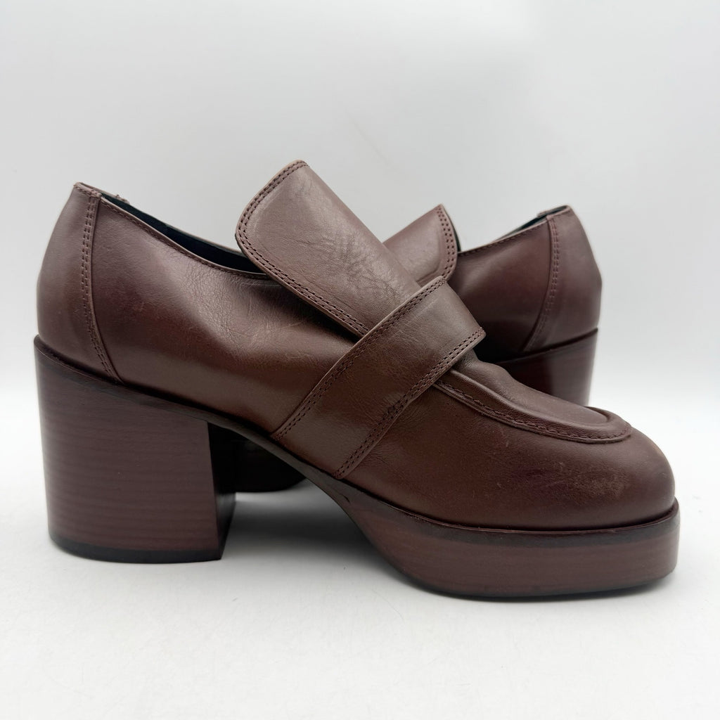 RE/DONE Womens Big Buckle Loafers EU 40 US 10 Dark Red Leather Heels EUC