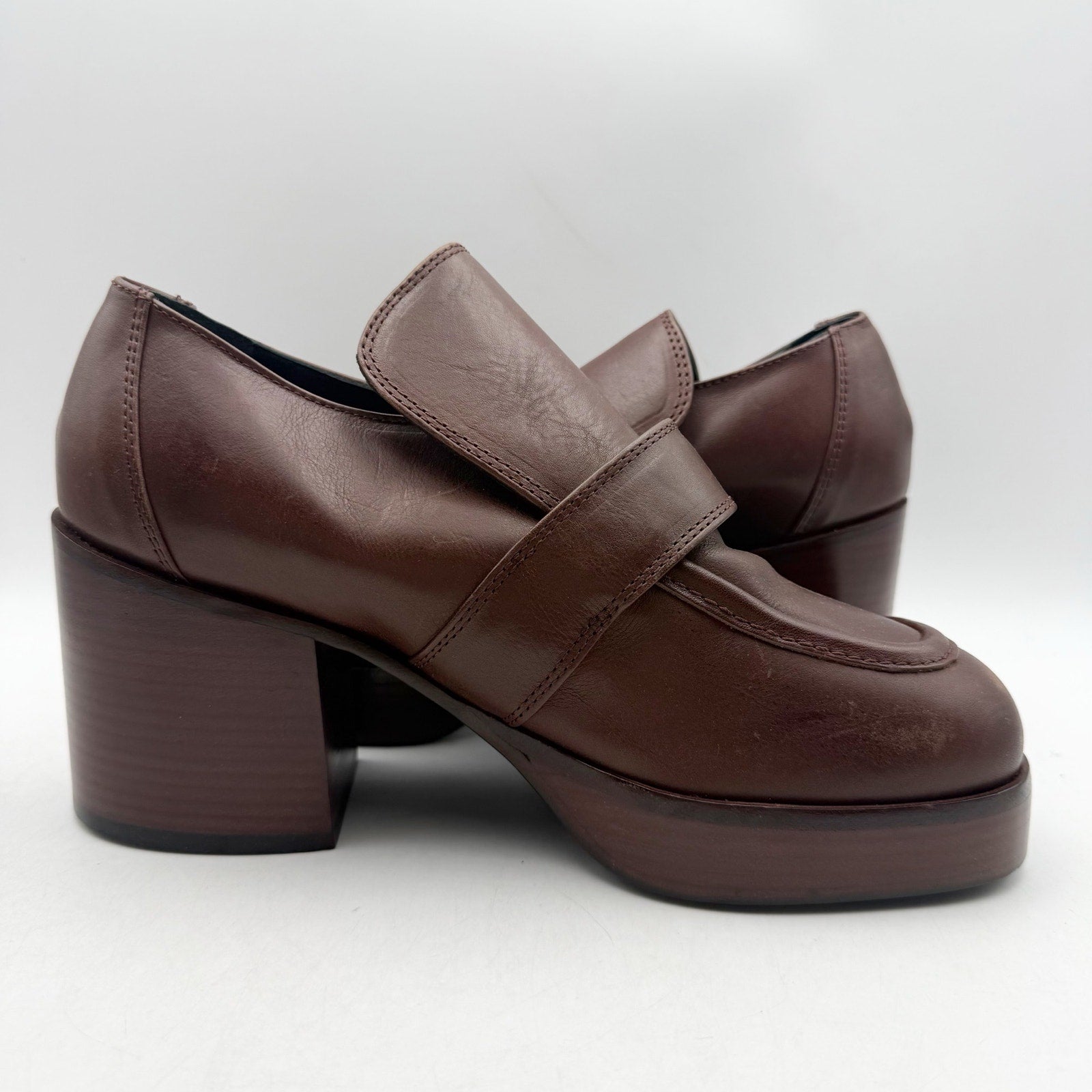 RE/DONE Womens Big Buckle Loafers EU 40 US 10 Dark Red Leather Heels EUC