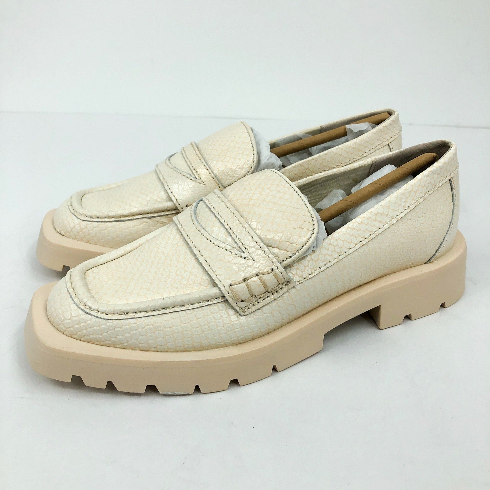 Dolce Vita Womens Elias Loafer Size 6.5 White Ivory Embossed Leather NWOB