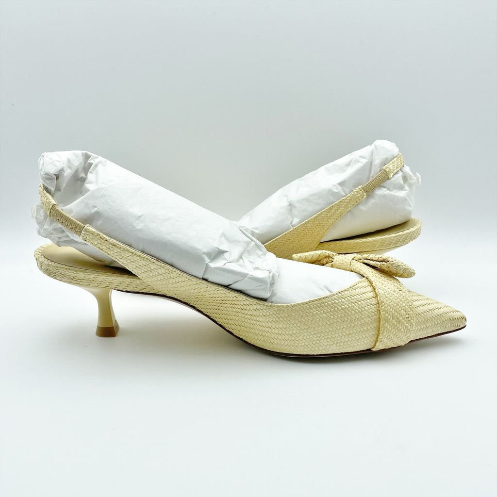 Stuart Weitzman Womens Sofia 50 Slingback Heels US 7.5 B EU 38 Beige NIB