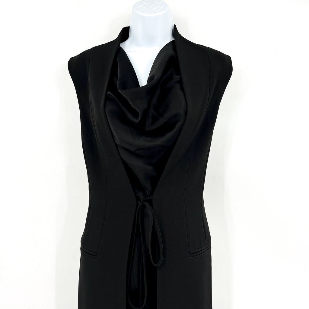 HALSTON Women's Jacklyn Dress In Crepe & Satin Size 2 Black Sleeveless NWT