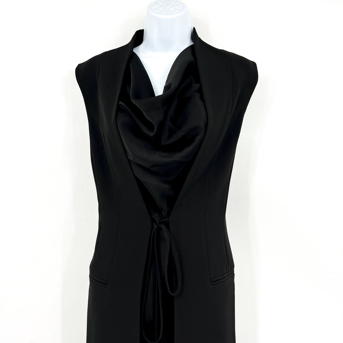 HALSTON Women's Jacklyn Dress In Crepe & Satin Size 2 Black Sleeveless NWT