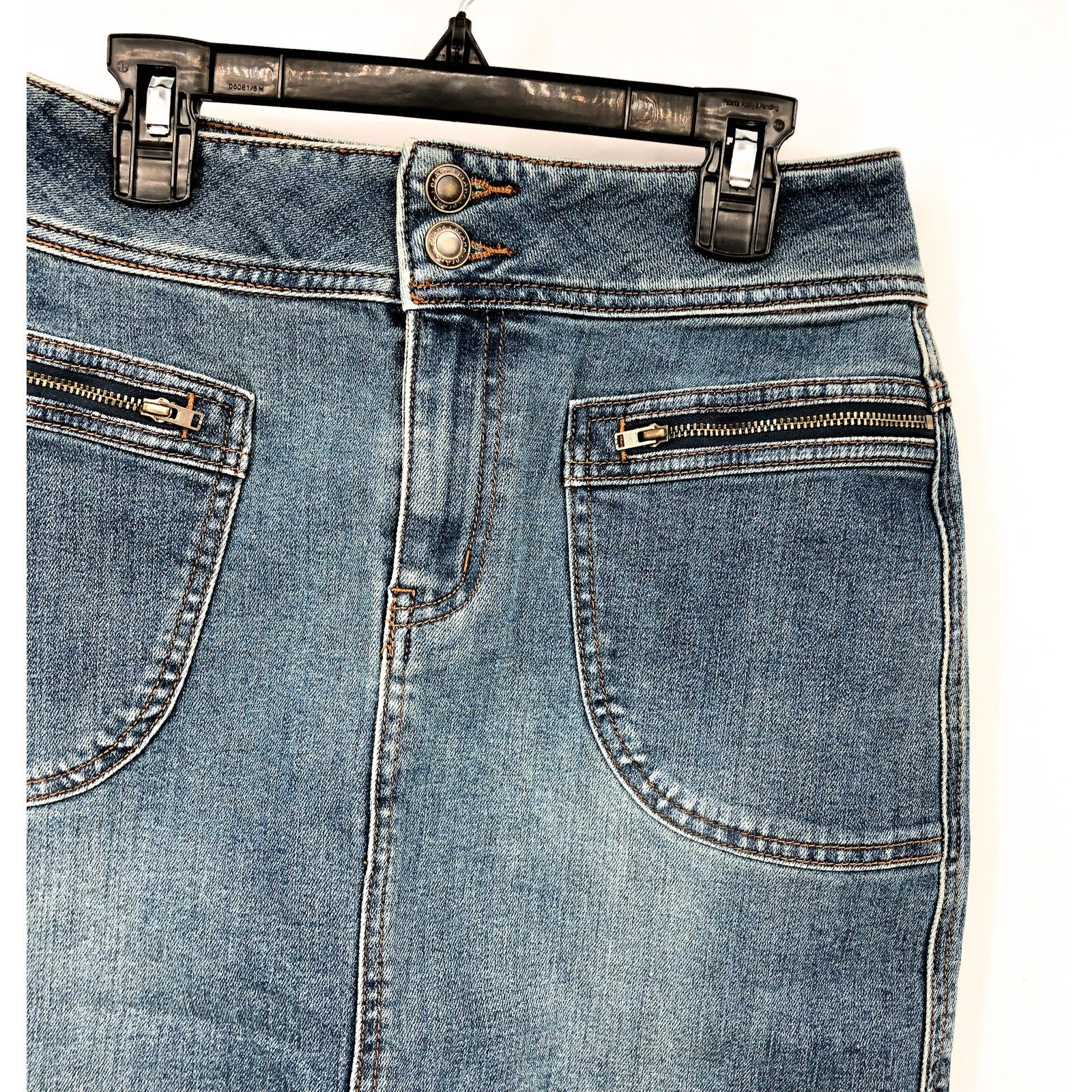 PRANA Women's Broadway Denim Pencil Skirt Size 0 True Blue Organic Stretch NWT