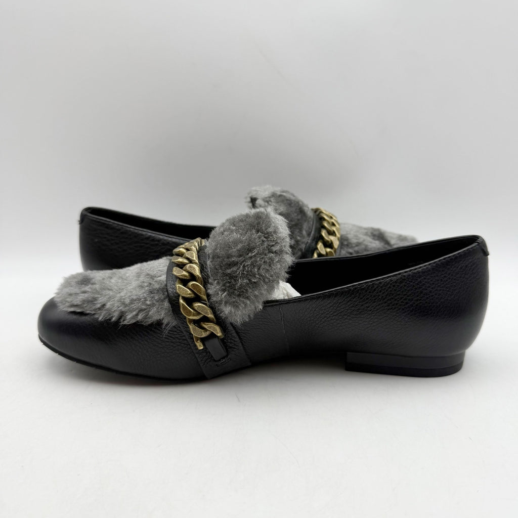 Kenneth Cole Womens Wilda Loafer US 6 M Black Grey Faux Fur NIB