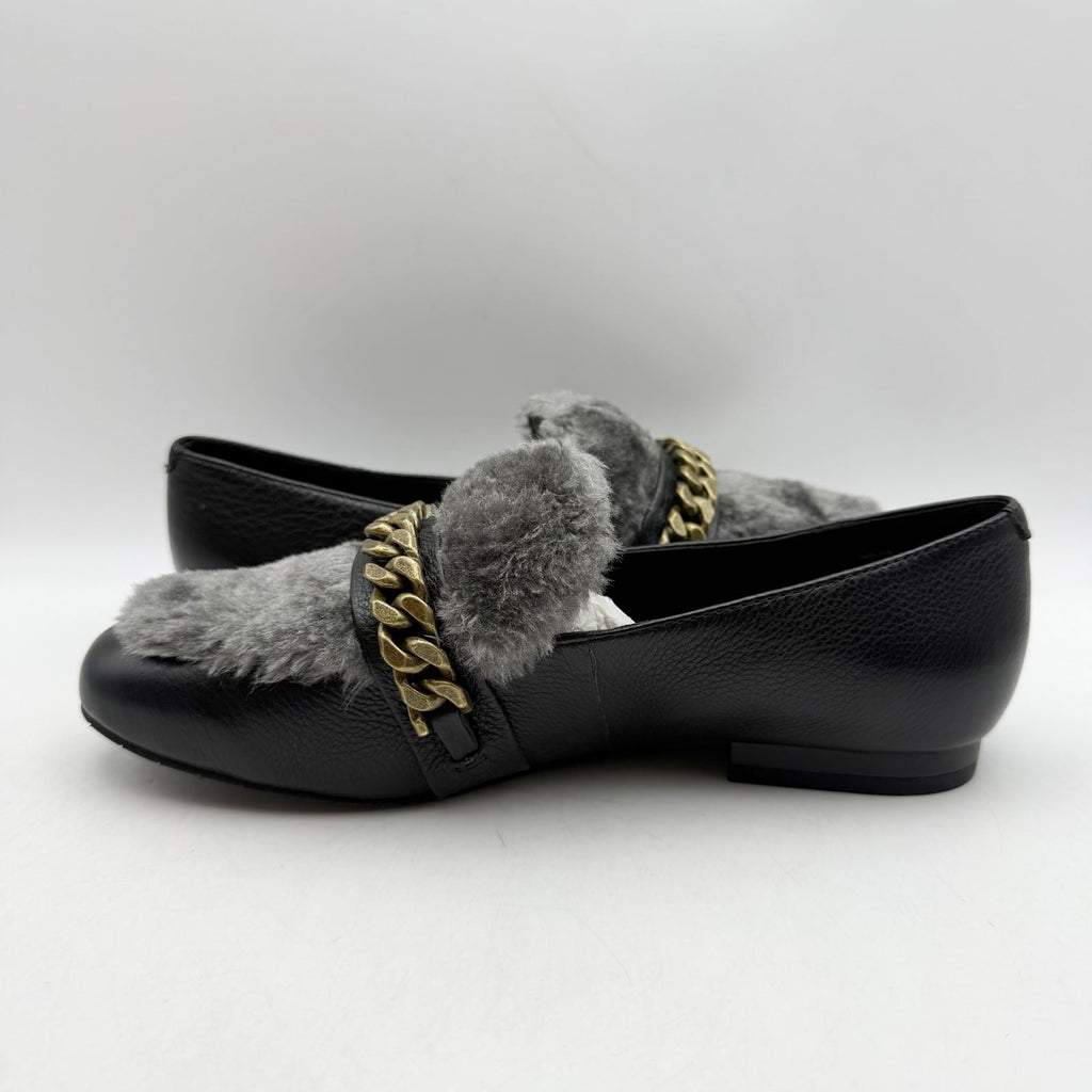 Kenneth Cole Womens Wilda Loafer US 6 M Black Grey Faux Fur NIB