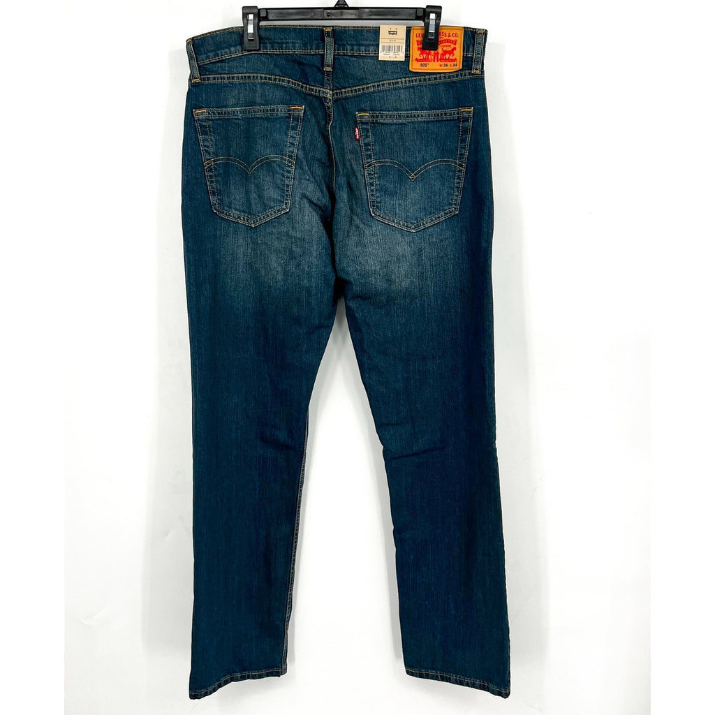 LEVI'S Men's 505 Straight Fit Jeans 36x34 Blue Cash Wash Stretch 005051064 NWT