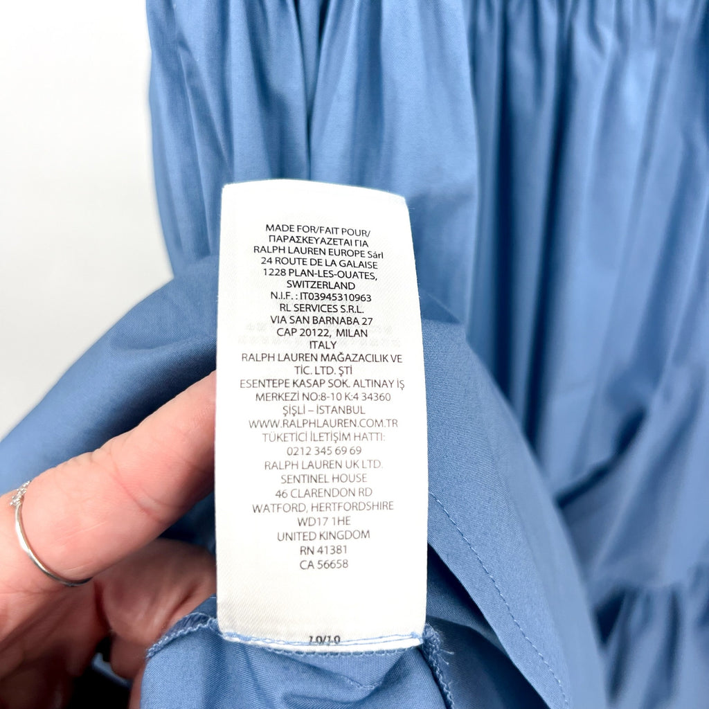 LAUREN RALPH LAUREN Tie-Front Tiered Midi Dress Size 0 Blue Sundress Tank NWT