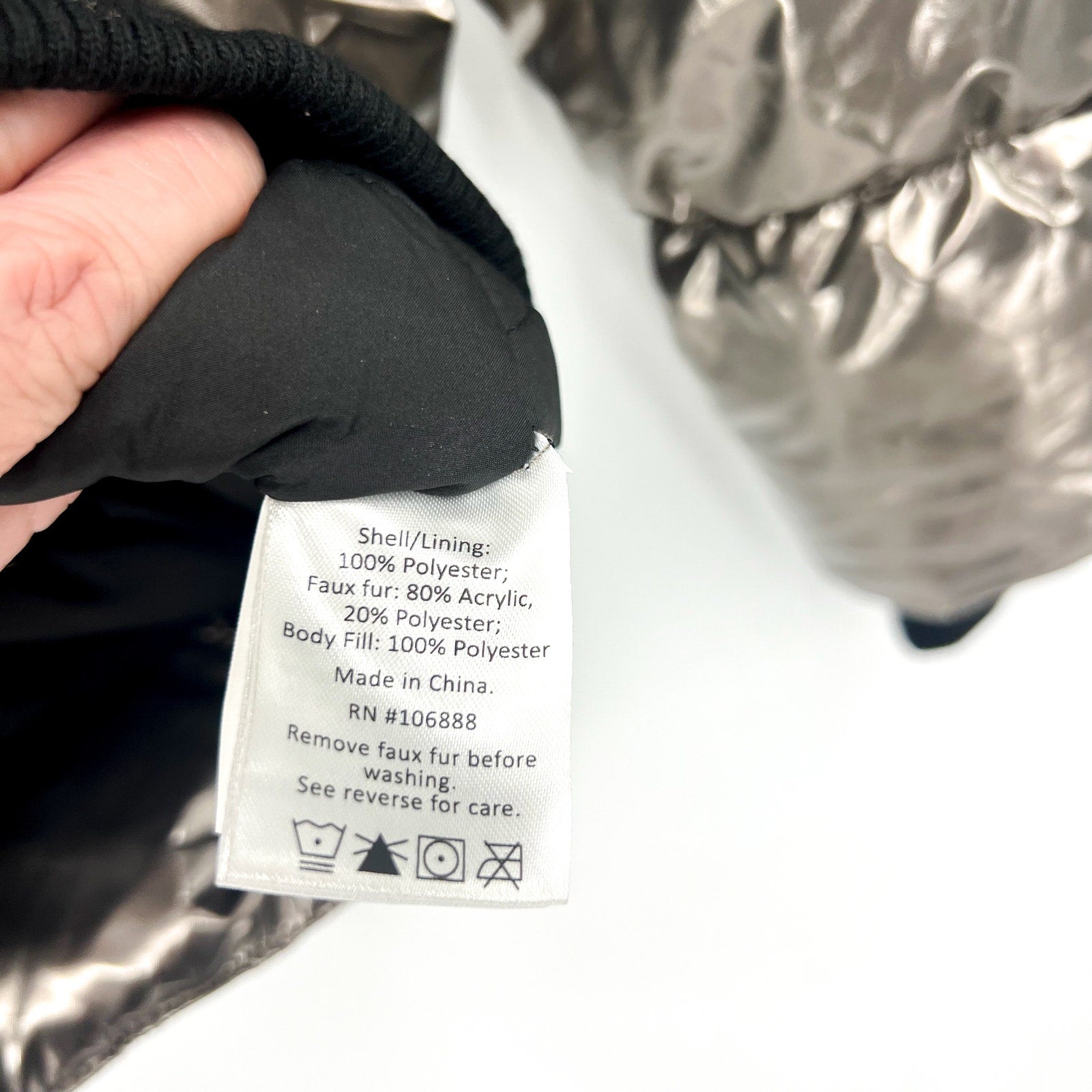 APPAMAN Girls Kyla Puffer Coat Size 14 Silver Lustrous Metallic Faux Fur NWT
