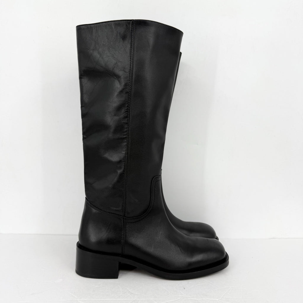 Steve Madden Womens Riggs Knee High Boots US 10 M EU 41 Black Leather NWOB