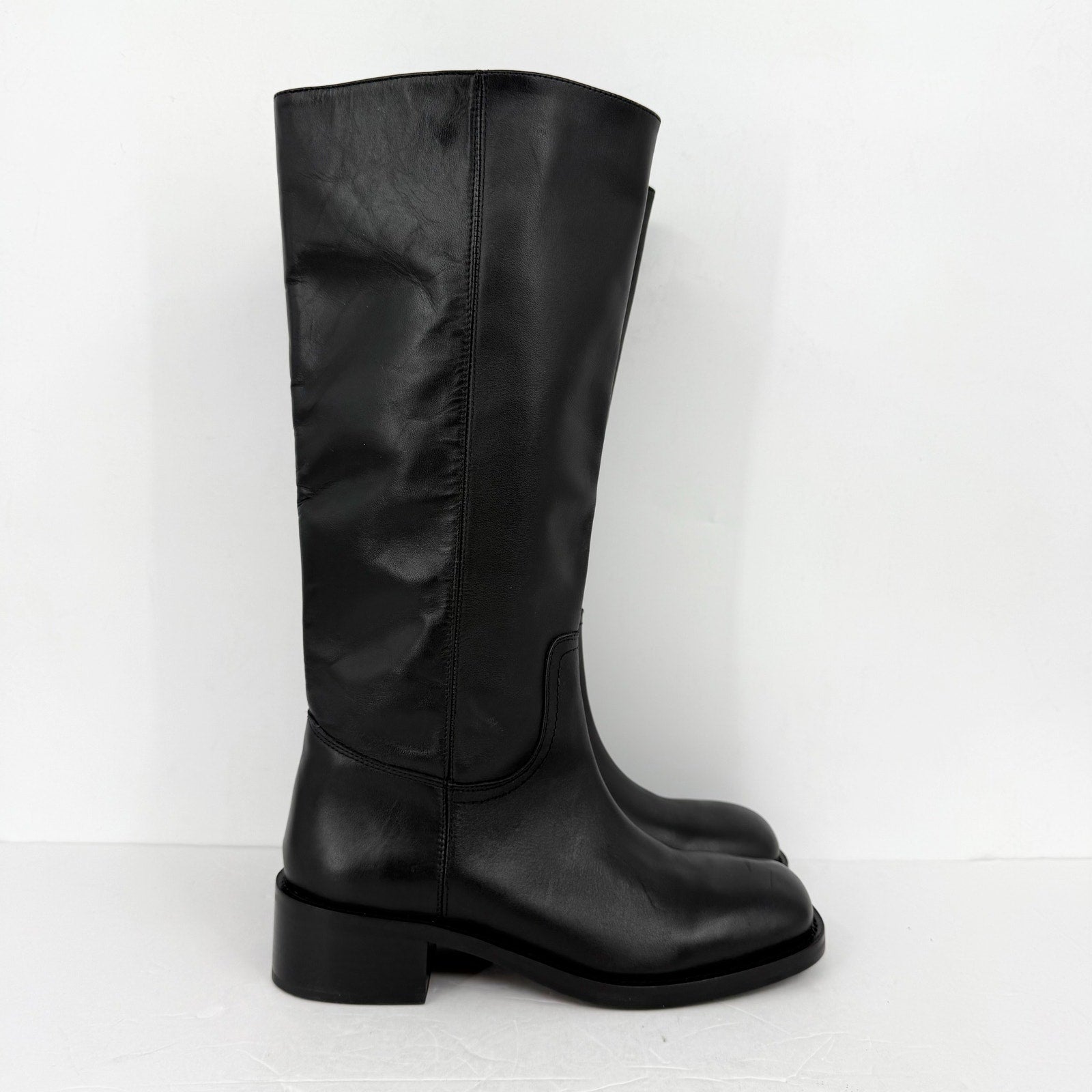 Steve Madden Womens Riggs Knee High Boots US 10 M EU 41 Black Leather NWOB