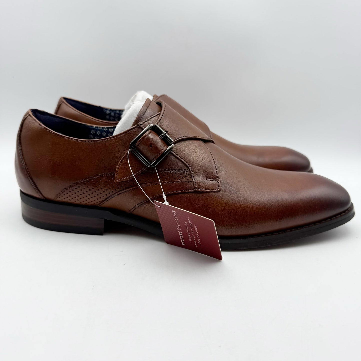 Stacy Adams Mens Karcher Monk Strap Dress Shoes US 9 M Brown Leather NIB