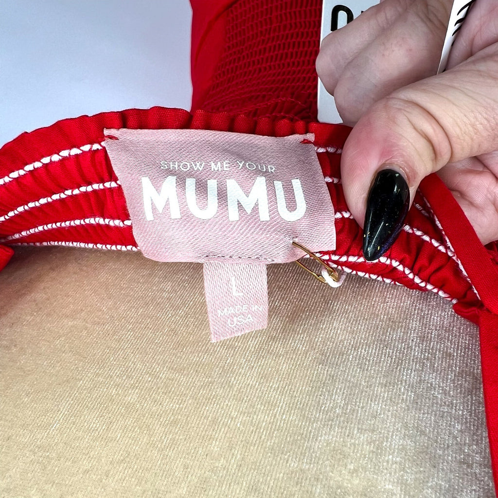 SHOW ME YOUR MUMU Kaden Crop Top & Katrina Swing Skirt Set Large Red NWT