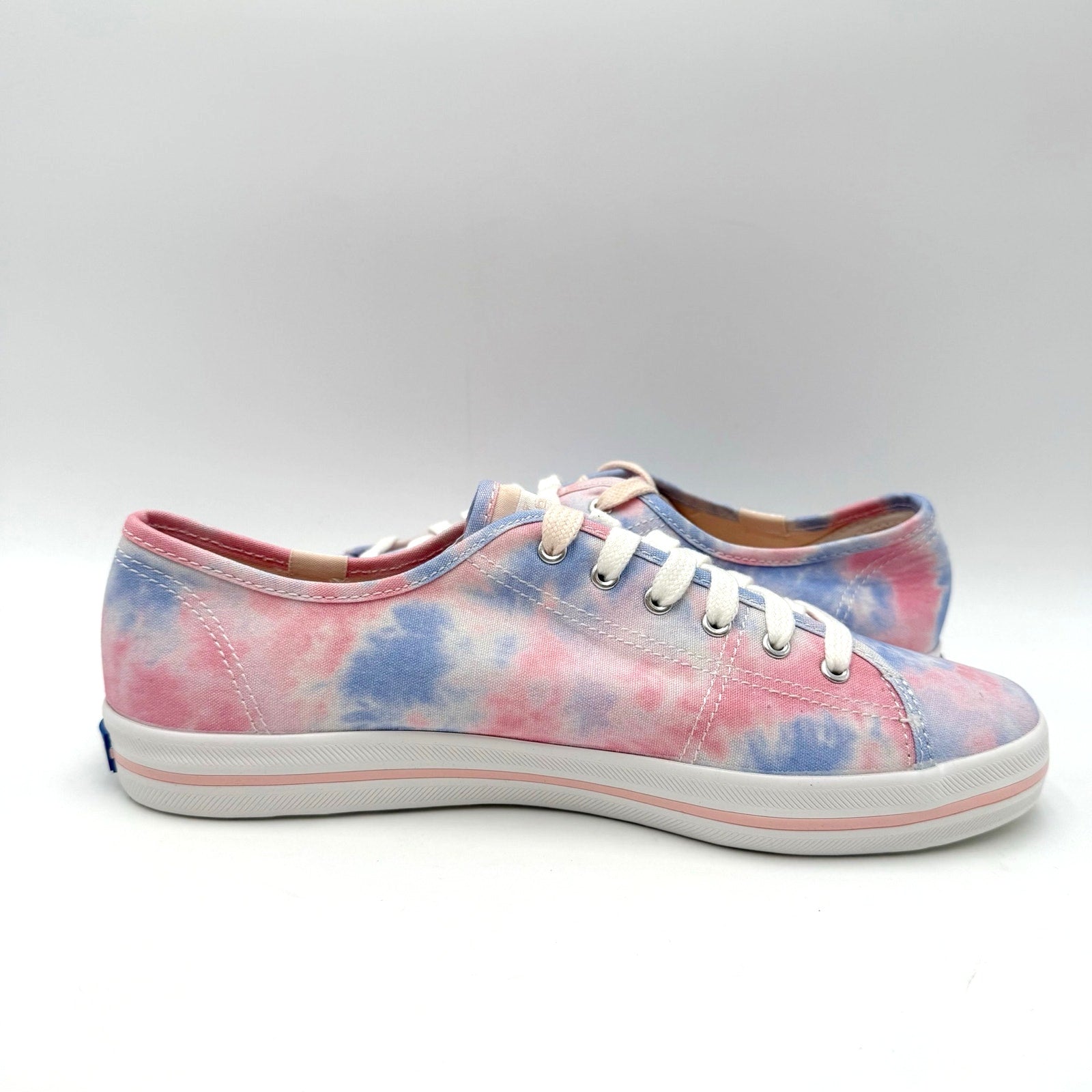 Keds Womens Kickstart Low Sneakers Size 8.5 Tie Dye Pink Blue Canvas NWOB