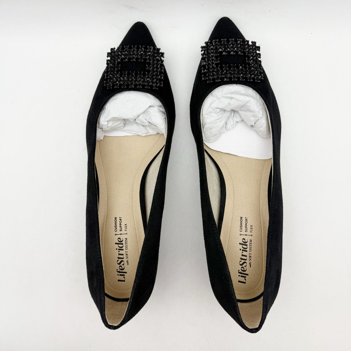 LifeStride Womens Minx Bling Pumps Size 8 Wide EU 38.5 Black Microfiber NWOB