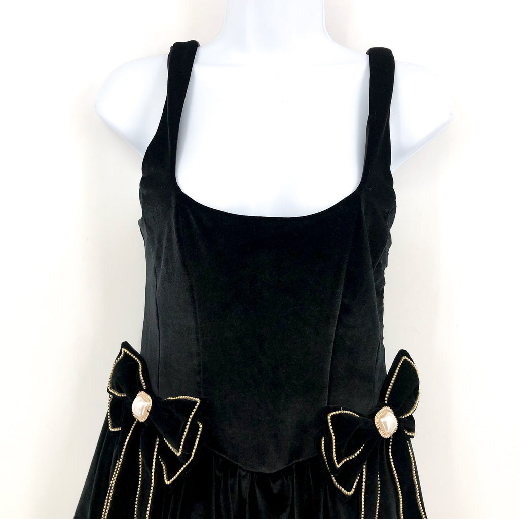 SHOW ME YOUR MUMU Women's Ricci Skort Dress Medium Black Velvet Bows NWT