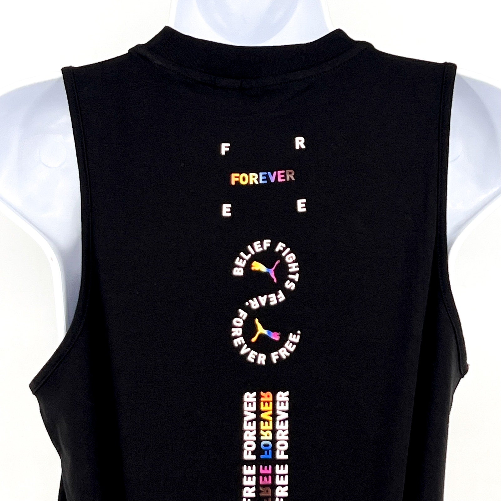 PUMA Women's Sleeveless Pride Bodysuit Large Black Multicolor Round Neck NWOT