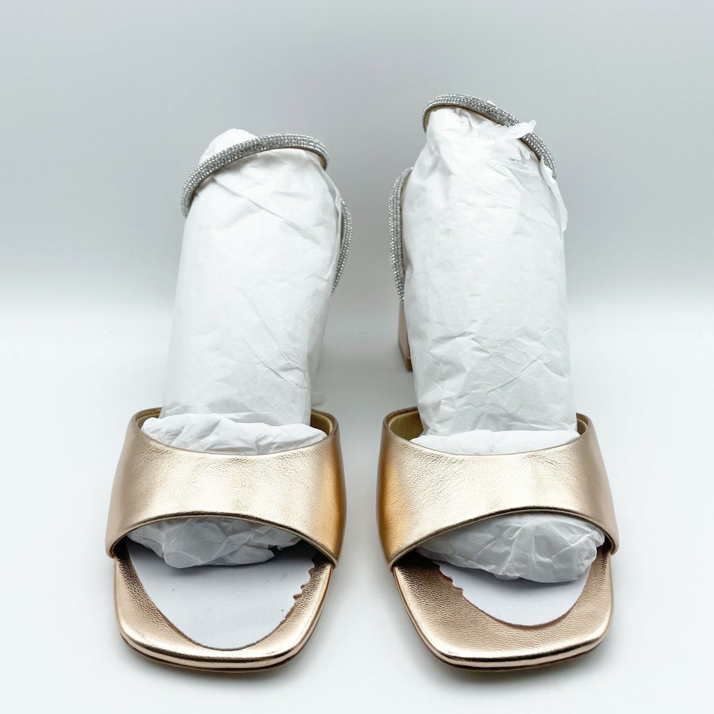 Badgley Mischka Womens Infinity II Heel Sandals US 8 EU 38.5 Champagne Pink NIB