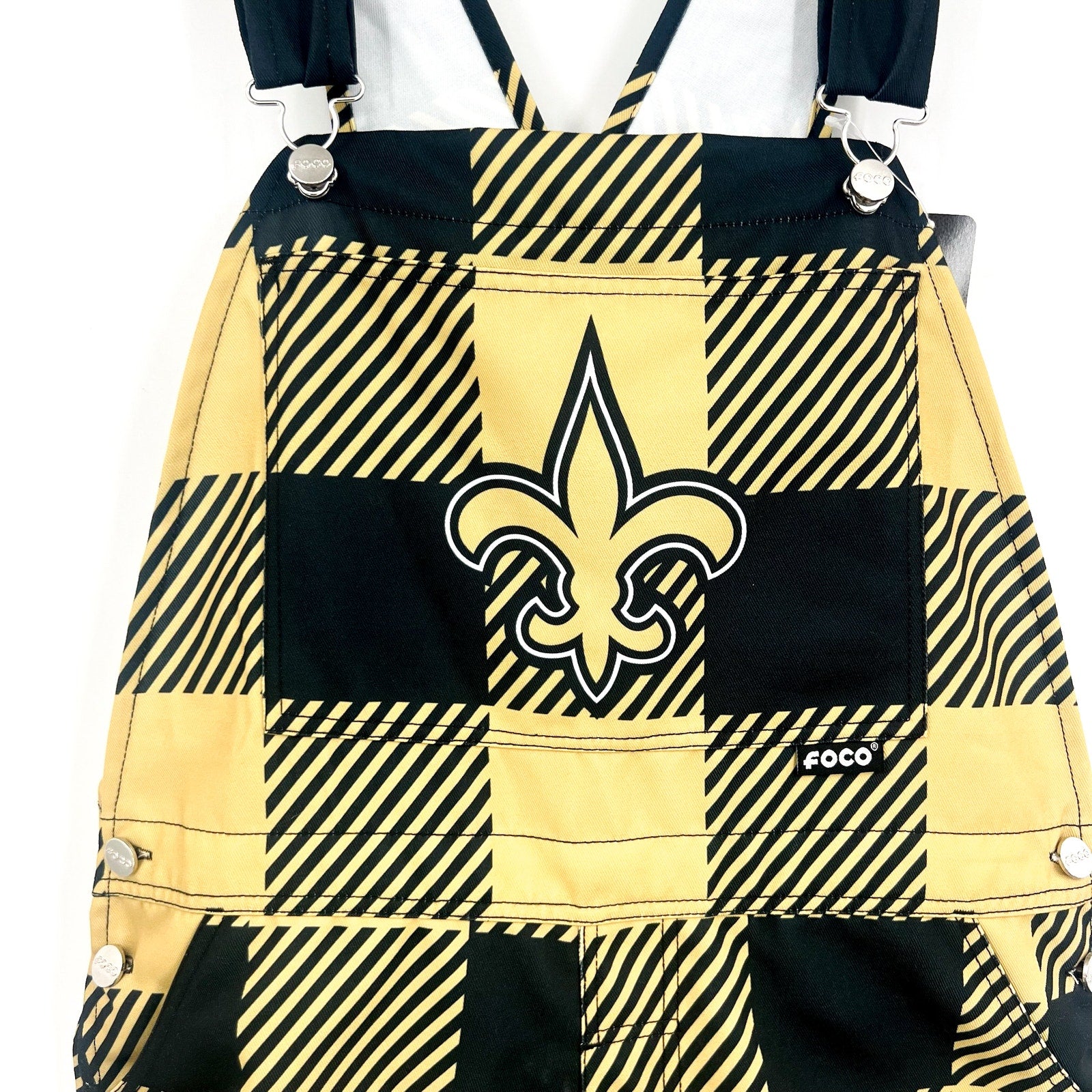 NFL TEAM APPAREL Mens New Orleans Saints Overalls Medium Black Gold LOGO NWT