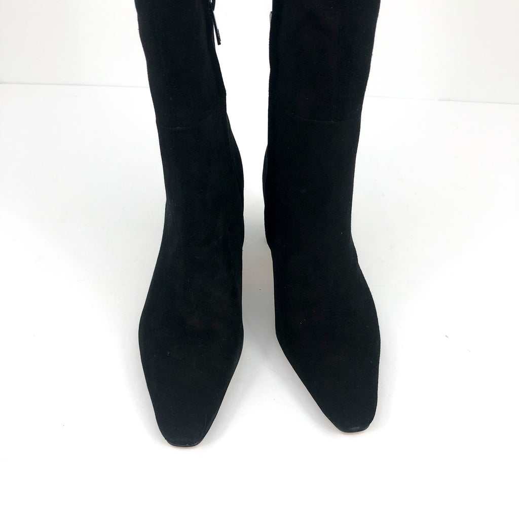 SAM EDELMAN Womens Sylvia Knee High Boots Size 7.5M WIDE CALF Black Suede NWOB