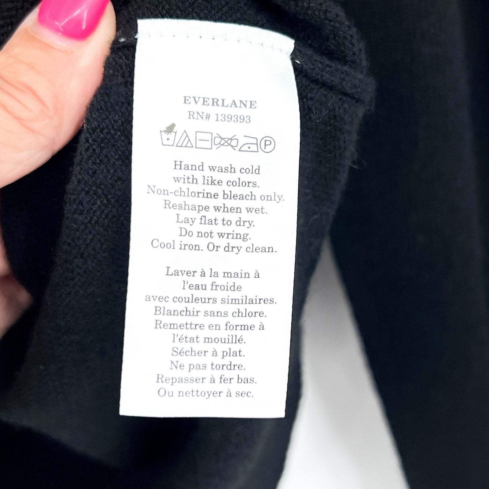 EVERLANE Women's The Classic Crew Cashmere Sweater Large Black NWT