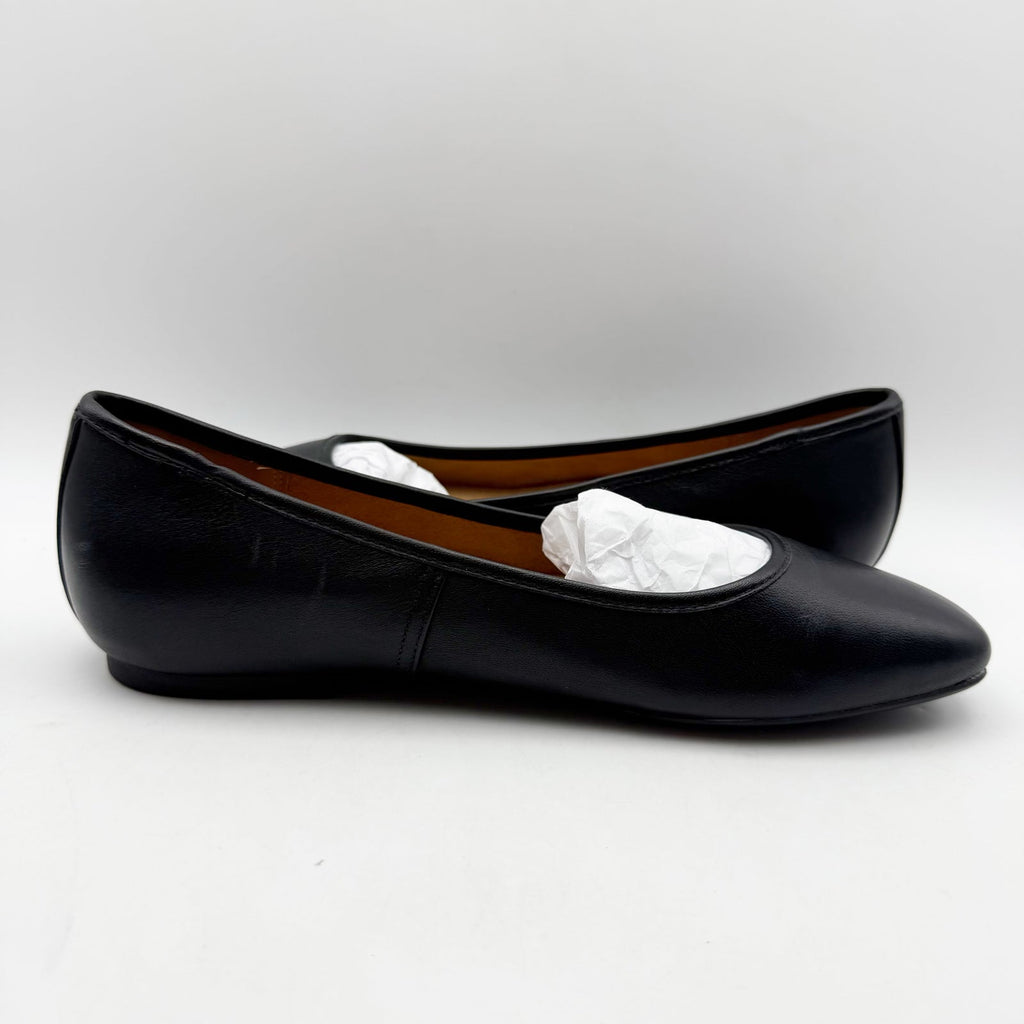 Vionic Womens Orinda Skimmers Flats Size 8.5 WIDE Black Leather Slip On NIB