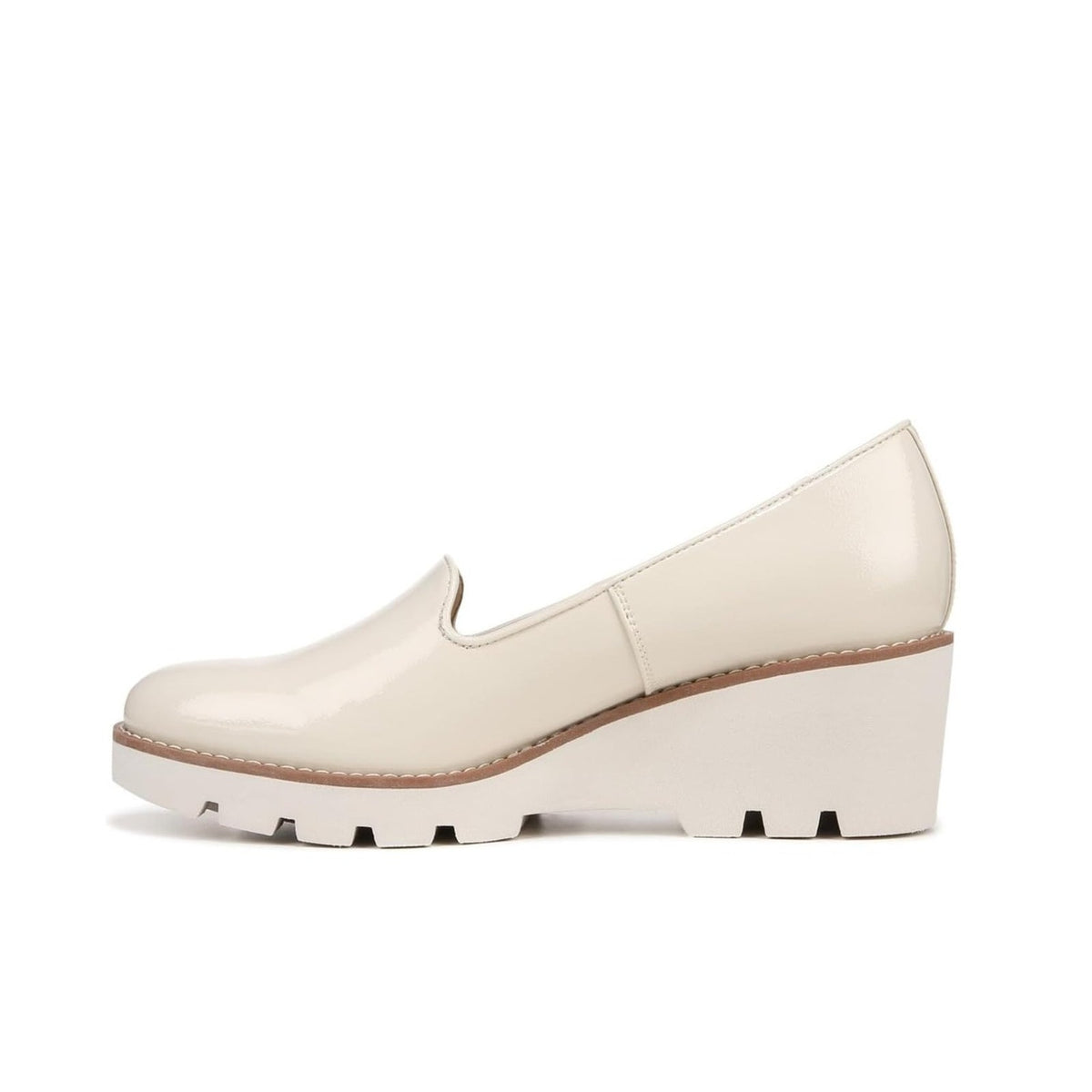 Vionic Women's Willa Wedge Slip on Shoes Size 9.5 WIDE Cream Patent Leather NIB