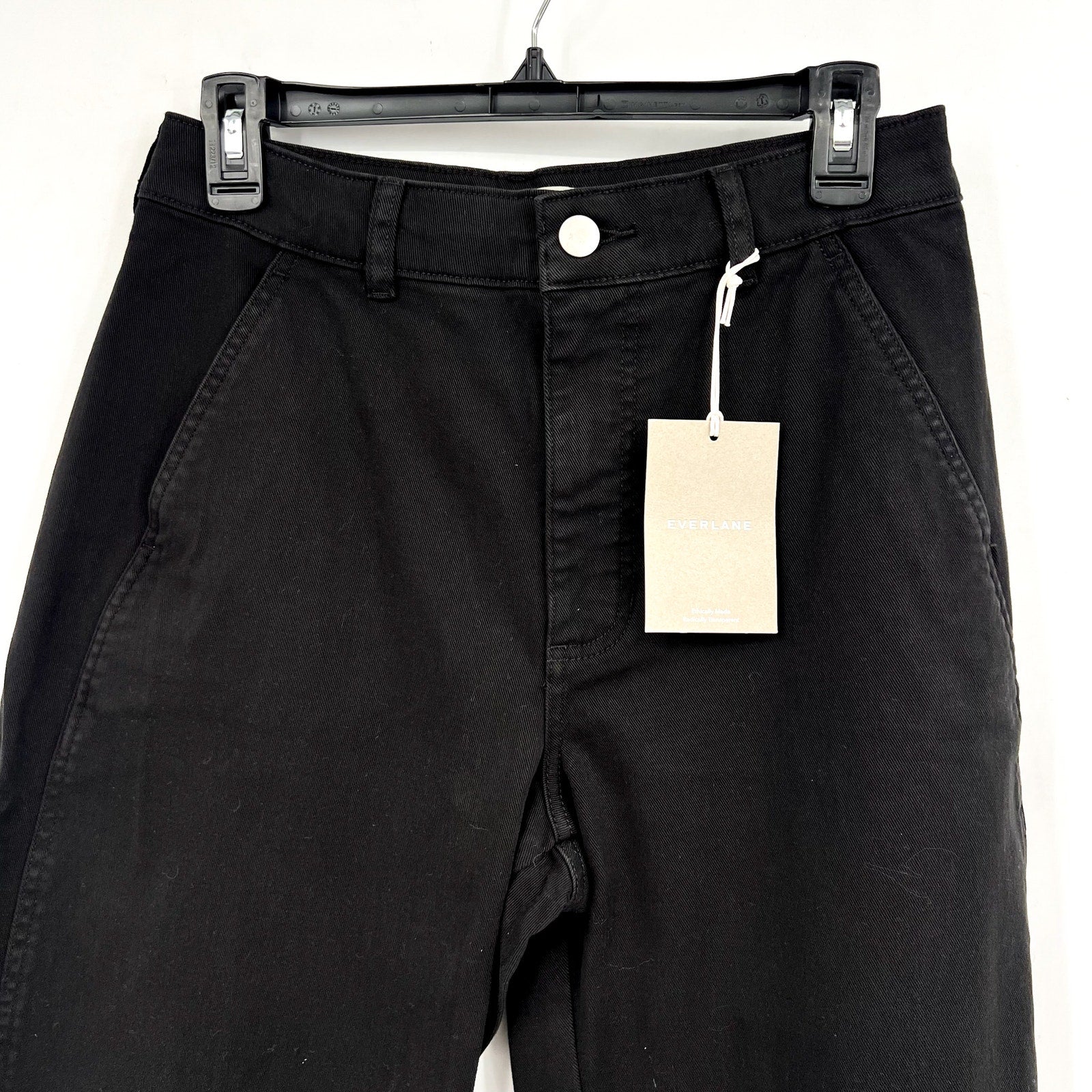 EVERLANE Women's The Utility Barrel Pants Size 12 TALL Black Cotton Twill NWT