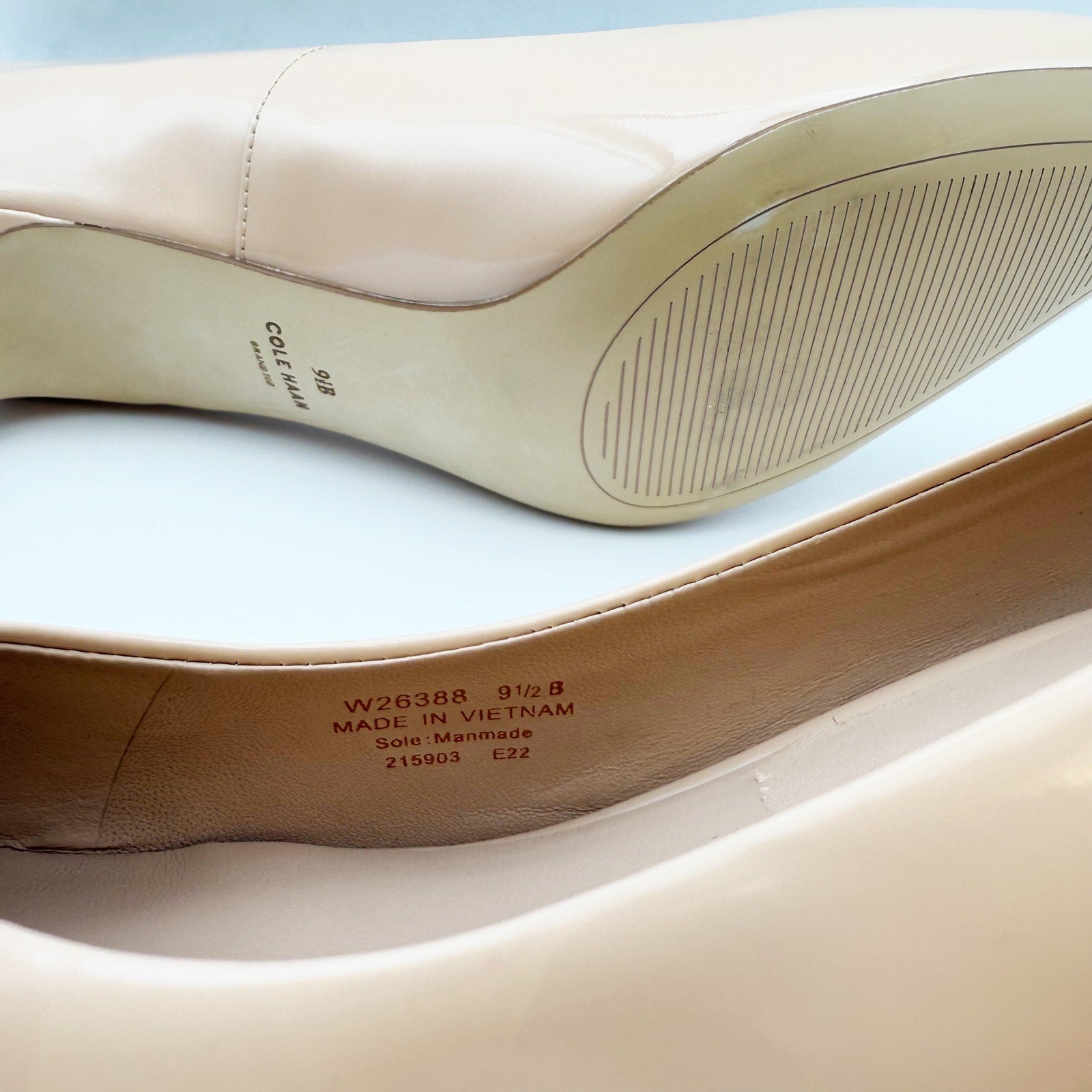 Cole Haan Womens Vandam Pumps US 9.5 Tan Brush Patent Leather 65mm NWOB