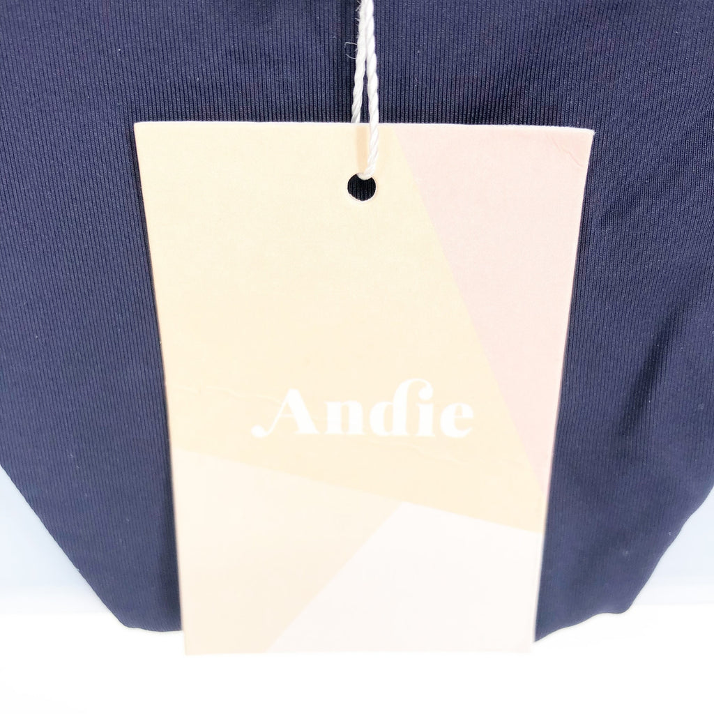 ANDIE SWIM The Cheeky Bottom Bikini Bottom XS Navy Blue Mid Rise NWT