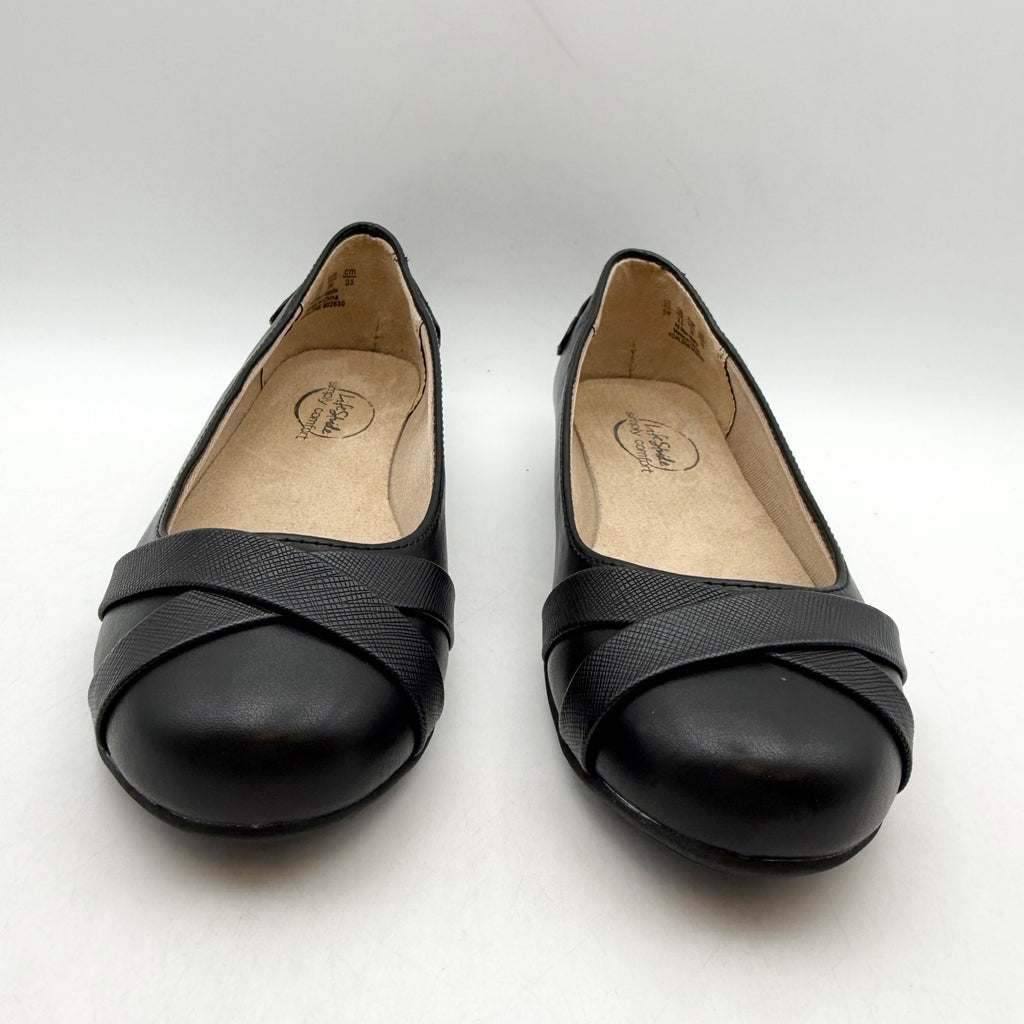 LifeStride Womens Adalene Flats US 6 Wide EU 36 Black Vegan Leather NWOB
