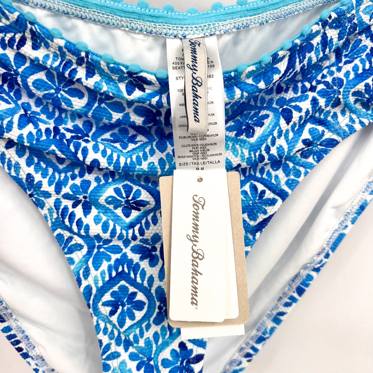 TOMMY BAHAMA Shell Beach Bandini Top Bikini Bottom Medium Blue Island Cays NWT