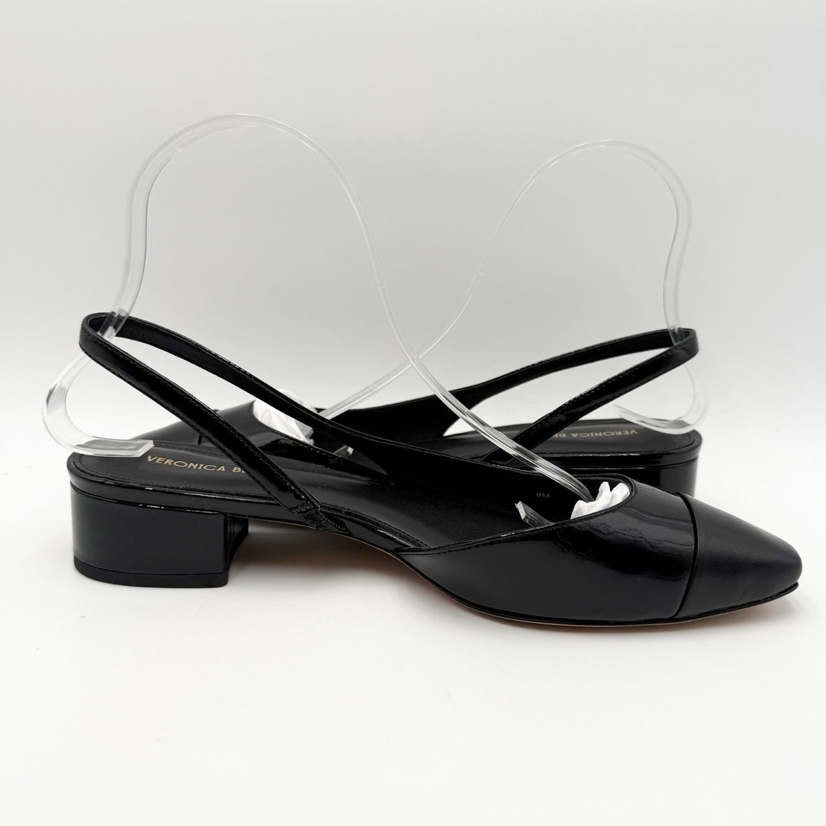 Veronica Beard Womens Cecile Cap Toe Slingback Heels Size 8 M Black Leather NIB