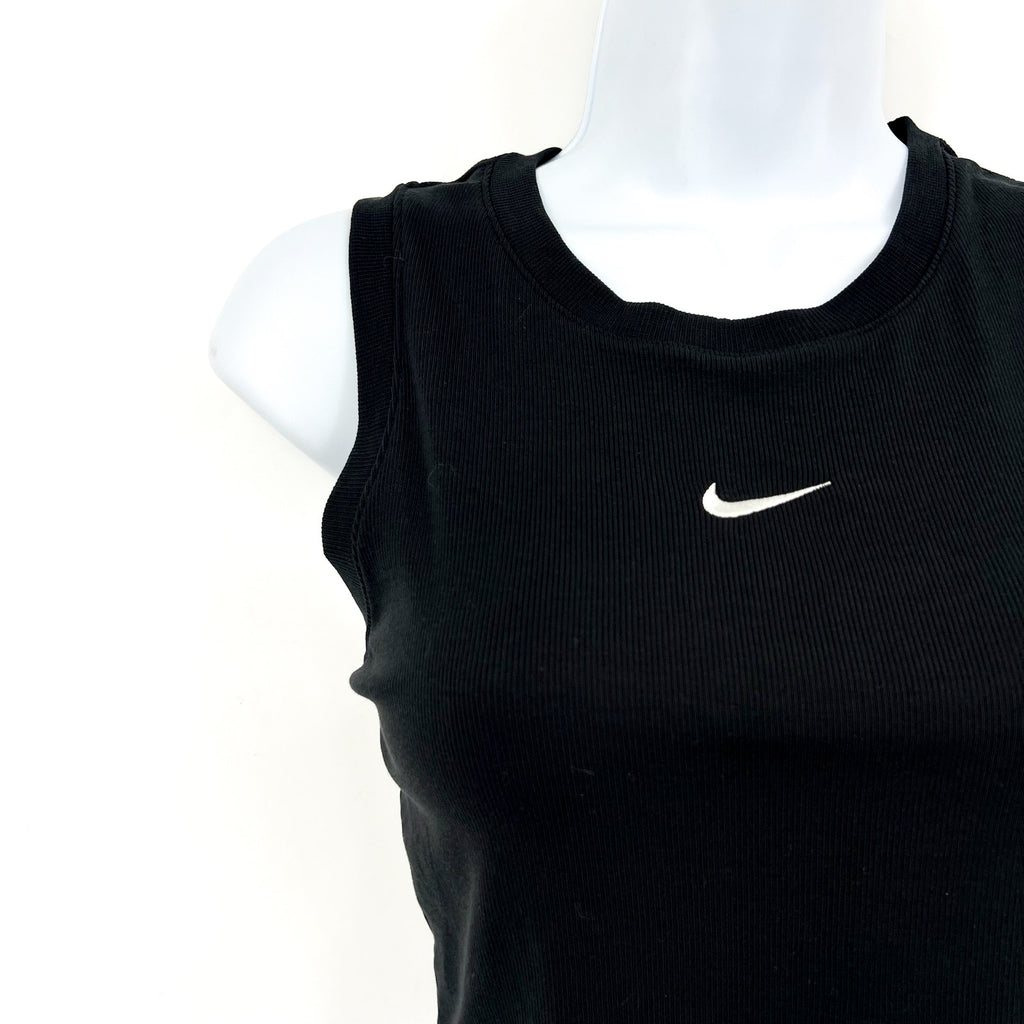 NIKE Sportswear Chill Knit Tight Cropped Mini-Rib Tank Top Large Black NWT