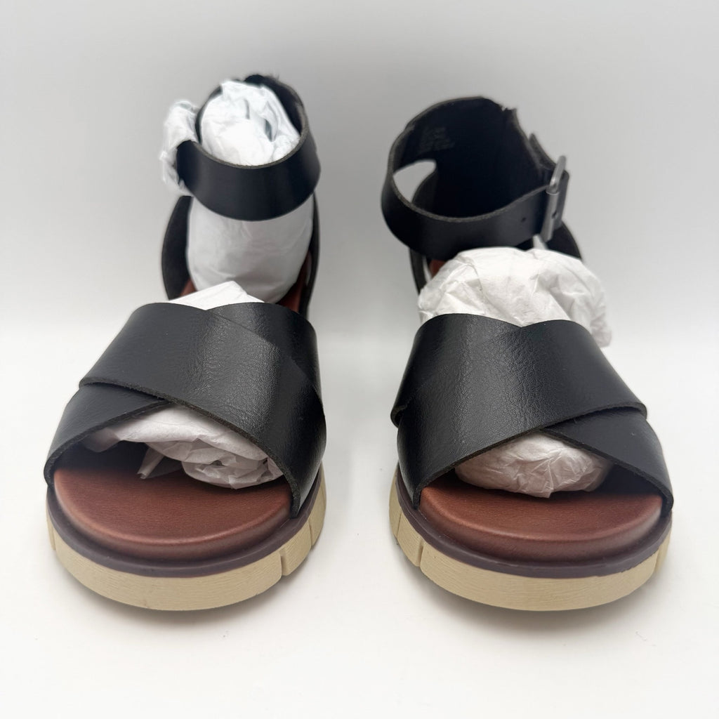 MIA Womens Lauri Platform Wedge Sandals Size 6.5 M Black Vegan Leather NWOB