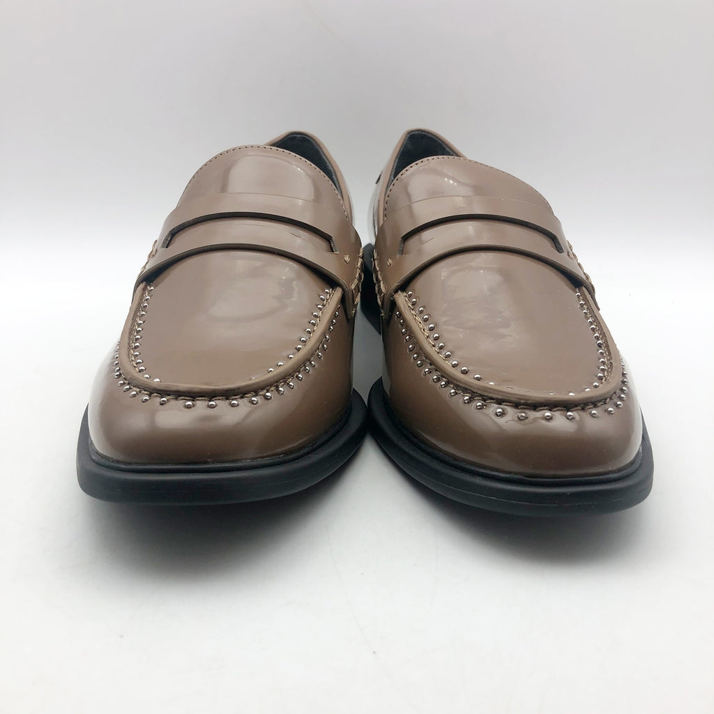 Franco Sarto Womens Eden Studded Loafers Size 7.5 Toffee Brown Slip On NWOB